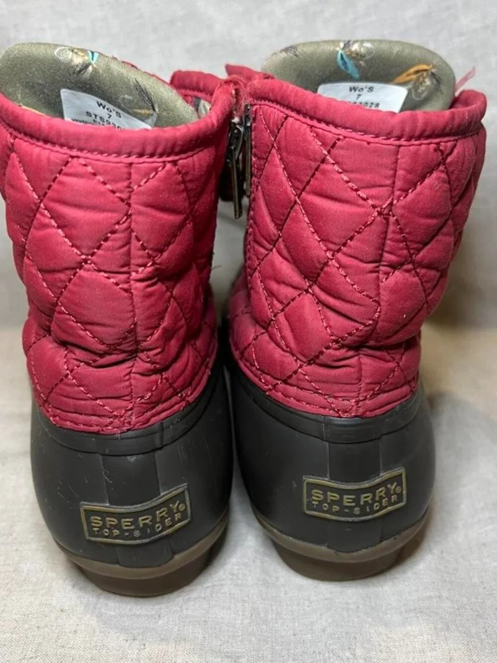 Sperry Saltwater Women’s Ankle Duck Rain Boots Quilted Waterproof Lace-Up 7